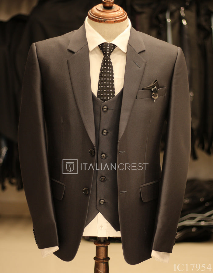 Dark Grey 3-Piece Notch Lapel Suit