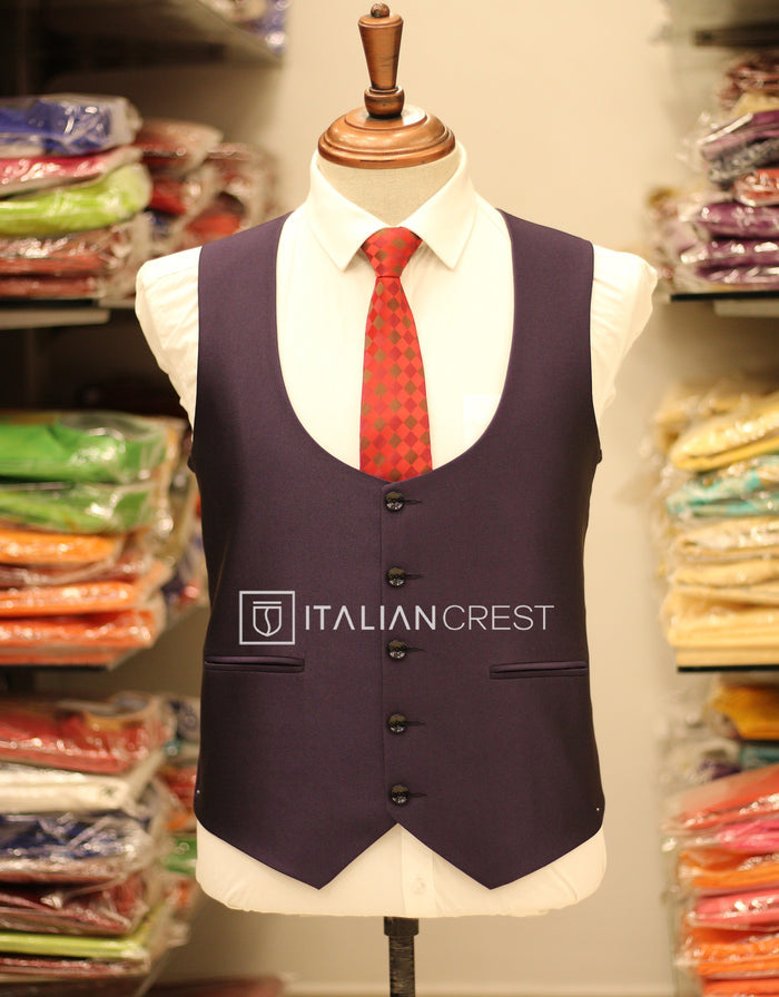 Dark Purple 3-Piece Notch Lapel Suit