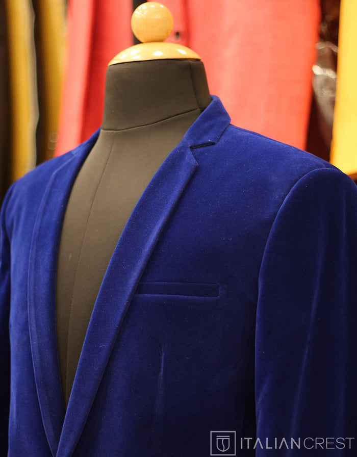 Dark Royal Blue Suede/Velvet Blazer
