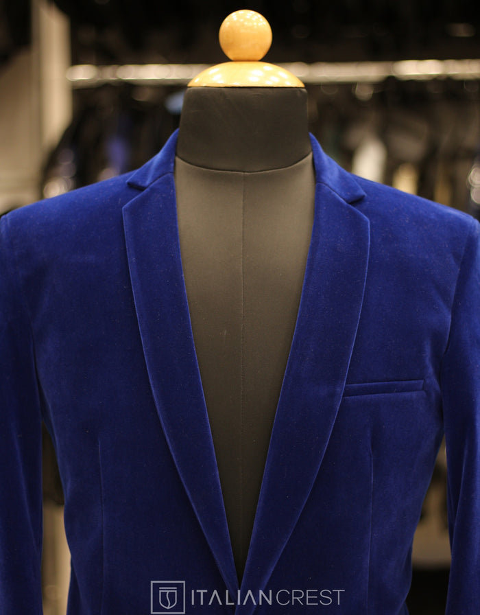 Dark Royal Blue Suede/Velvet Blazer