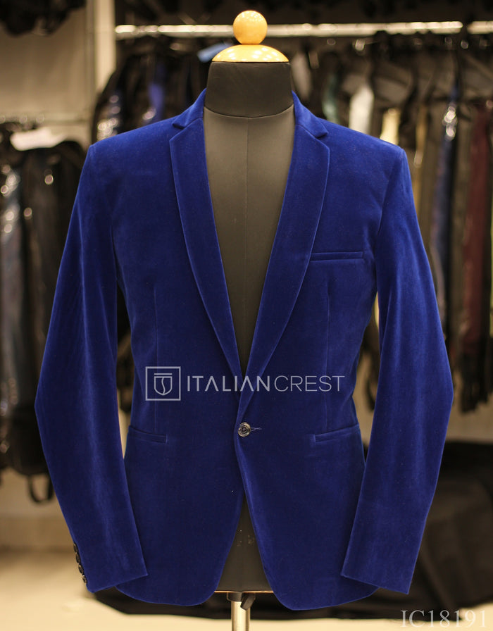 Dark Royal Blue Suede/Velvet Blazer
