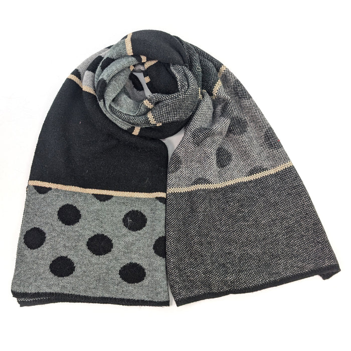 Dasa - Knitted Spotty Scarf (55x180cm) - Greys