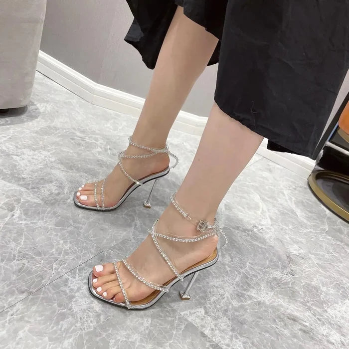 Diamond Cross Strap Heels fashionnsio