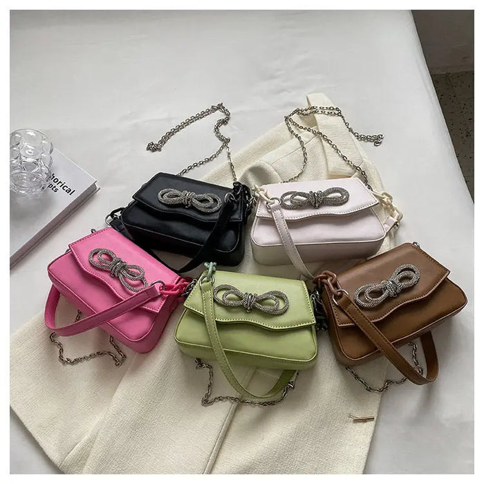 Diamond Bow Shoulder Bags fashionnsio