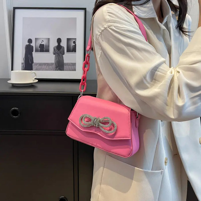 Diamond Bow Shoulder Bags fashionnsio