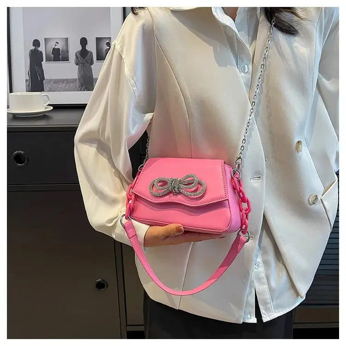 Diamond Bow Shoulder Bags fashionnsio
