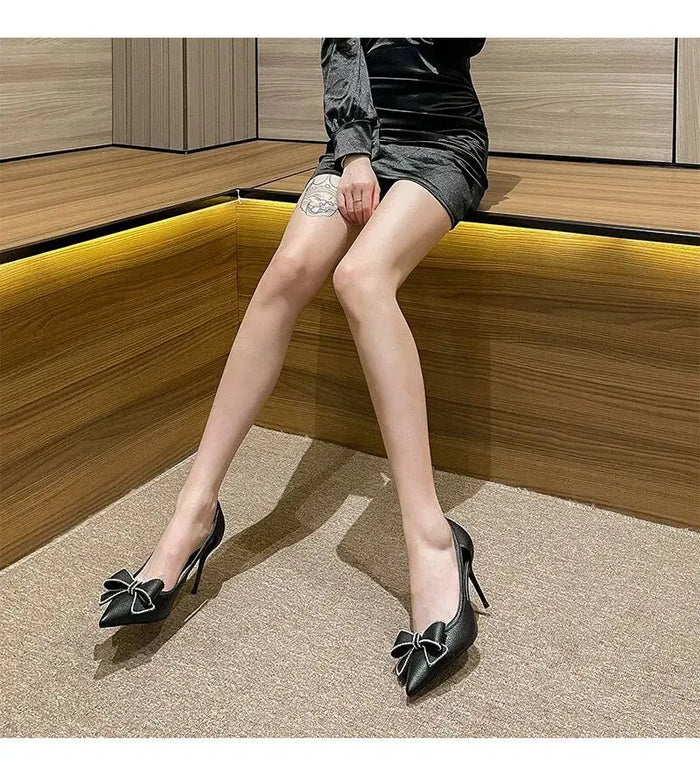 Diamond Bowknot Hollow Out Heels fashionnsio