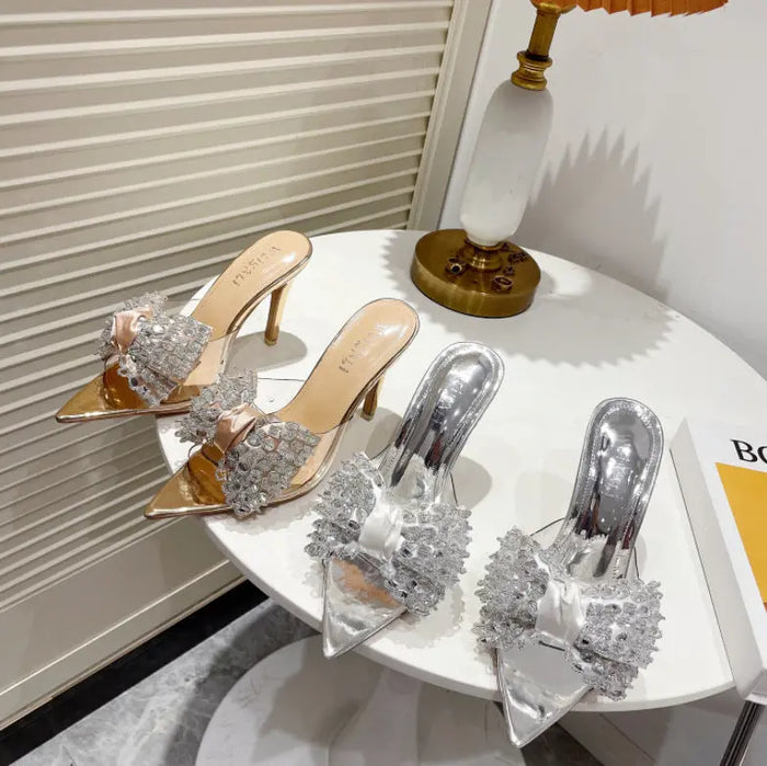 Crystal Bowknot PVC Transparent Heels fashionnsio