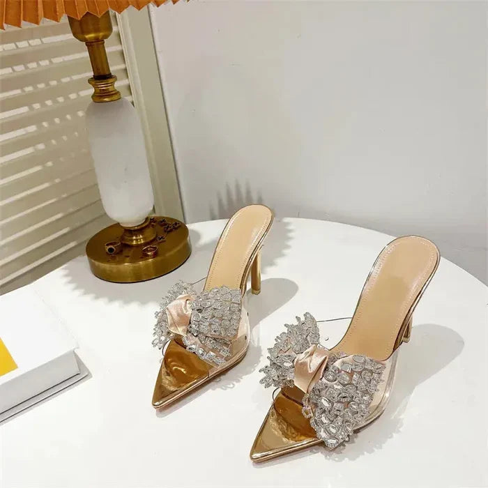 Crystal Bowknot PVC Transparent Heels fashionnsio