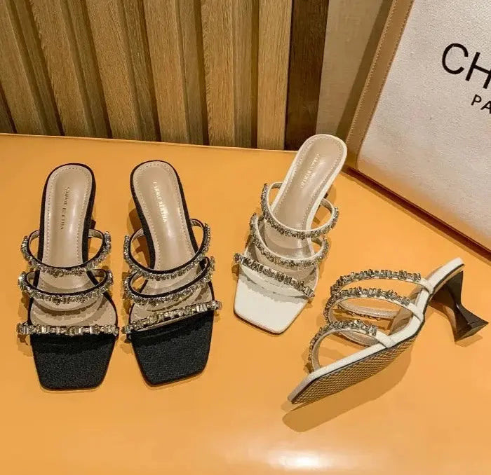 Gemstones Bling Triangle Heels fashionnsio