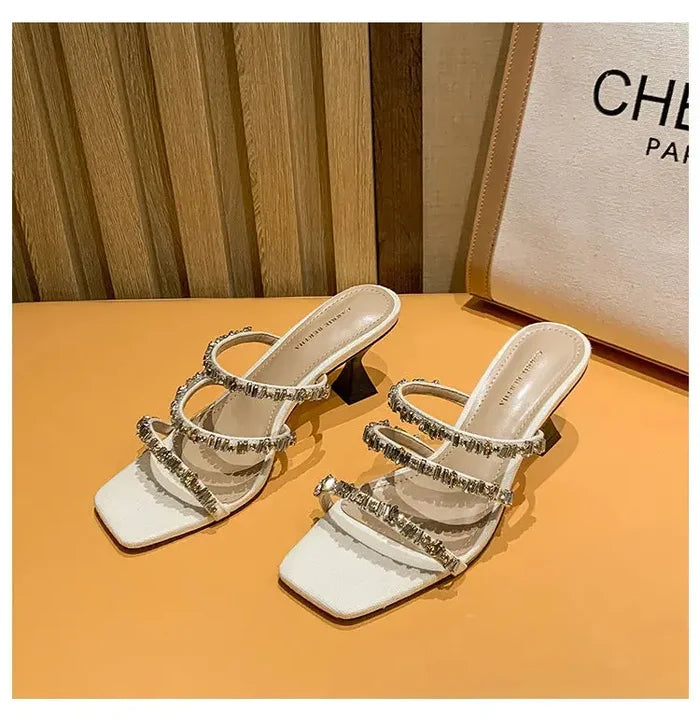 Gemstones Bling Triangle Heels fashionnsio