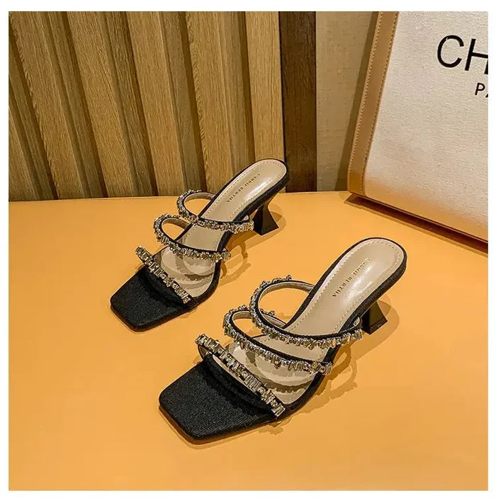 Gemstones Bling Triangle Heels fashionnsio