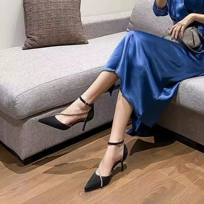 Diamond Drill Sexy Pointed Heels fashionnsio