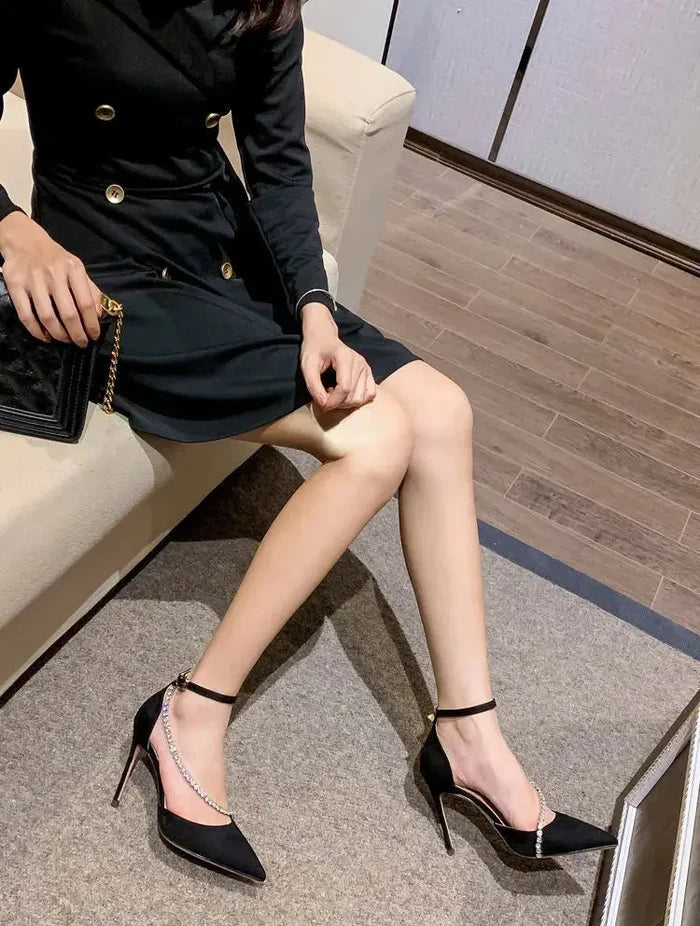 Diamond Drill Sexy Pointed Heels fashionnsio