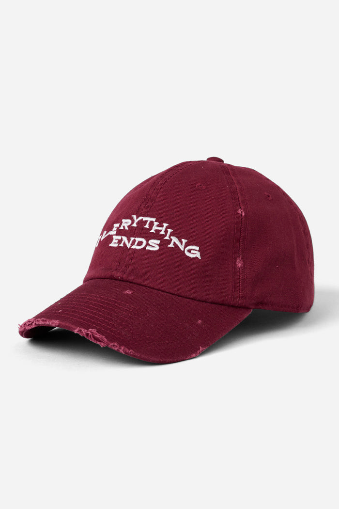 Distressed Everything Ends Cap Burgundy / Look Back and Laugh Books