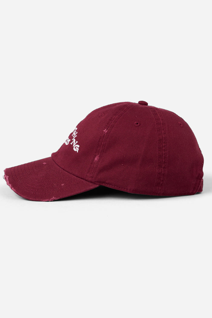 Distressed Everything Ends Cap Burgundy / Look Back and Laugh Books