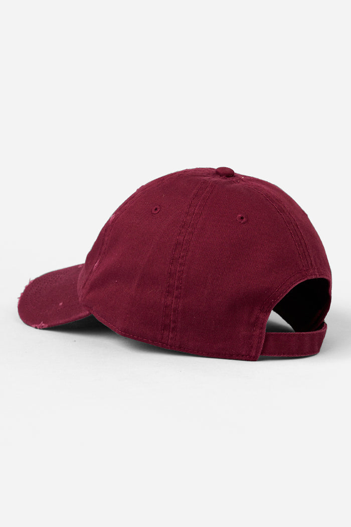 Distressed Everything Ends Cap Burgundy / Look Back and Laugh Books