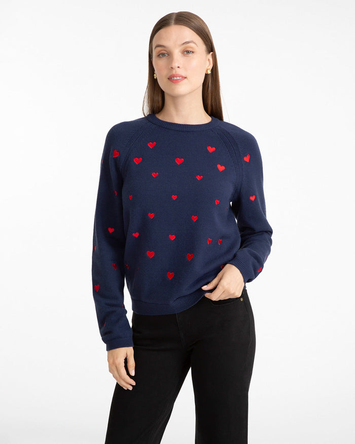 Ditsy Heart Crewneck Sweater
