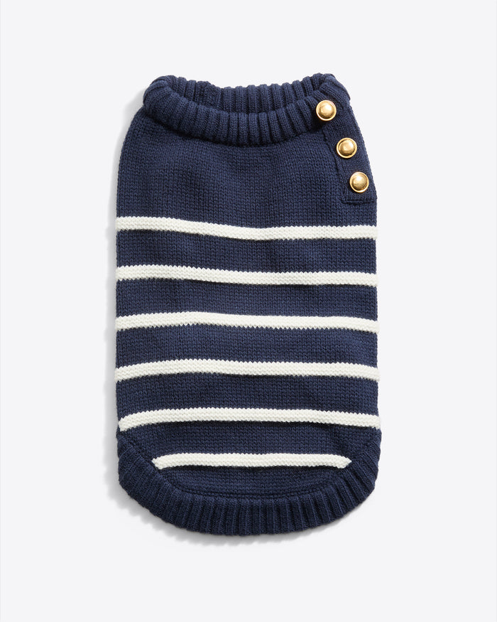 Dog Sweater in Navy Mariner Stripe