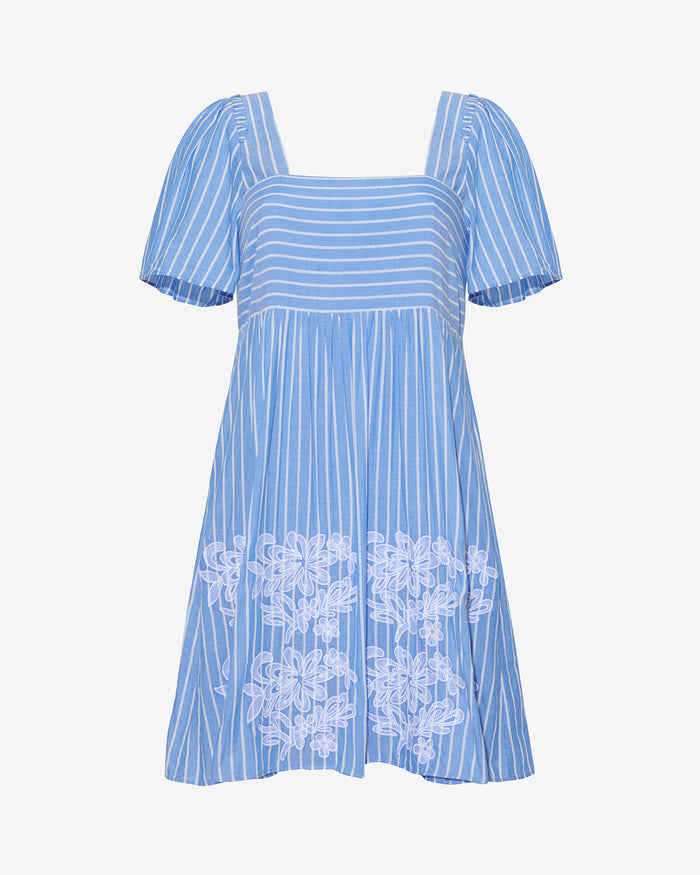 Dottie Babydoll Dress with Floral Embroidery