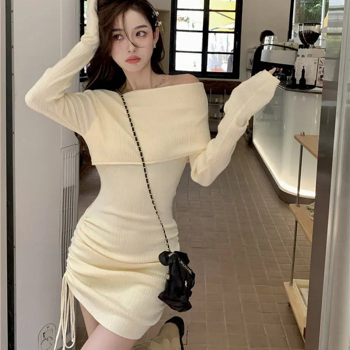 Off Shoulder Sexy Knitted Dress fashionnsio