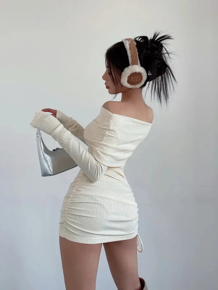 Off Shoulder Sexy Knitted Dress fashionnsio