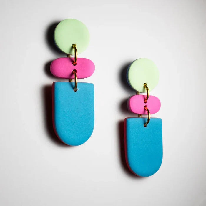 Drift Lime Pink Blue Earrings