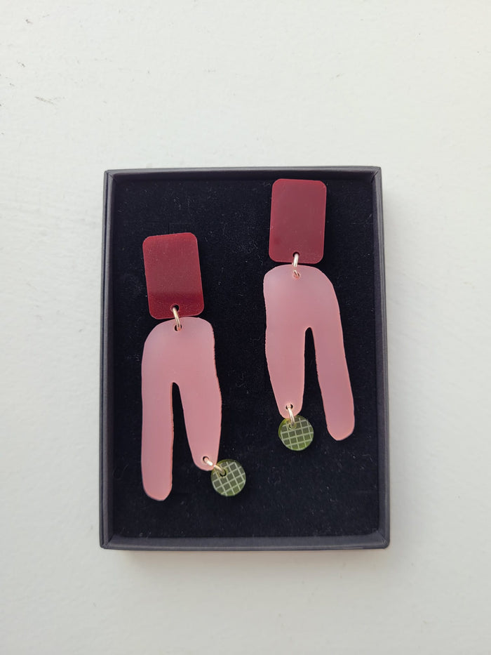 Eau Wine and Pink Earrings