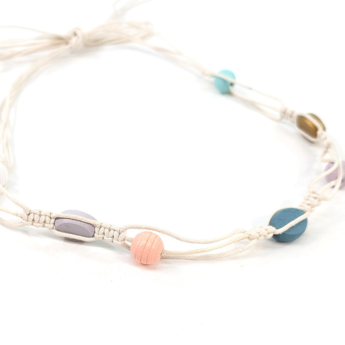 Edith - Beaded White Hat Accessory - Pastels