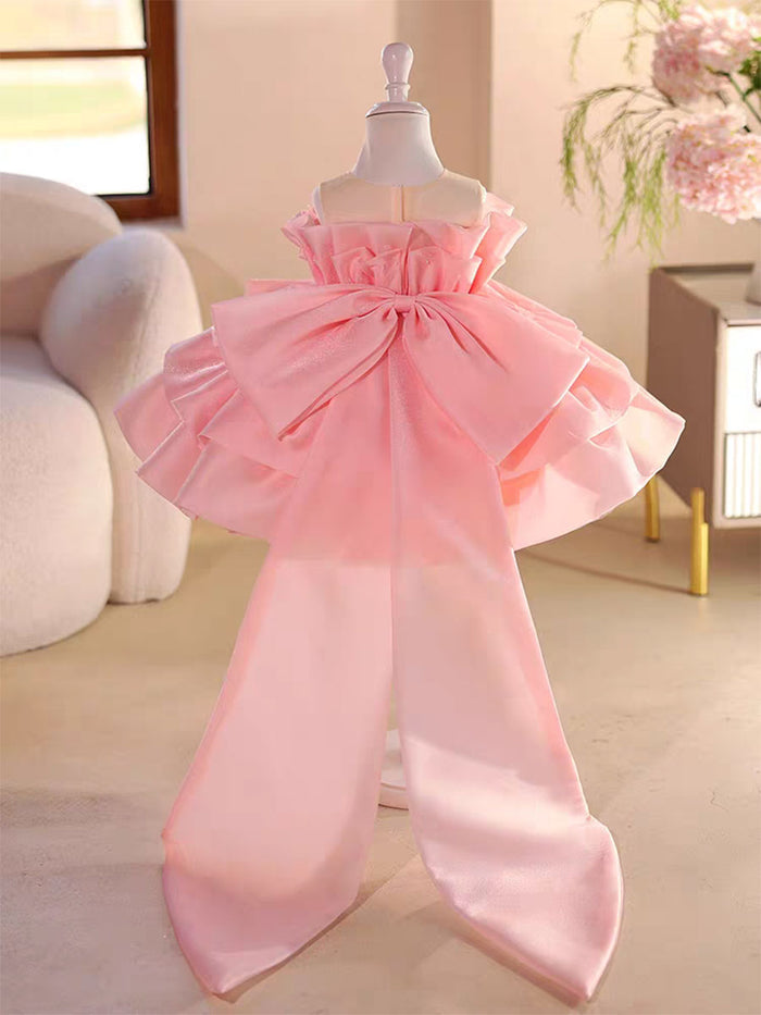 Elegant Black Ball Gown Flower Girl Dress with Ruffle Layers D128