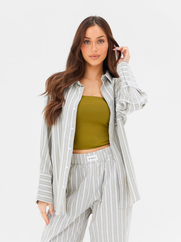 Elena Stripe Shirt - Light Brown