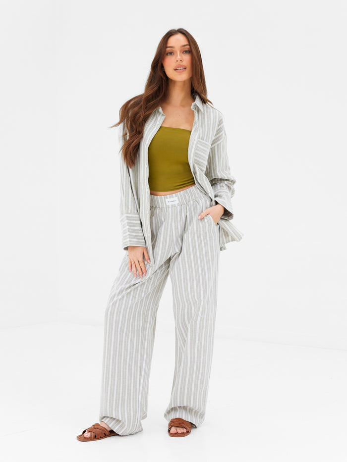 Elena Stripe Shirt - Light Brown