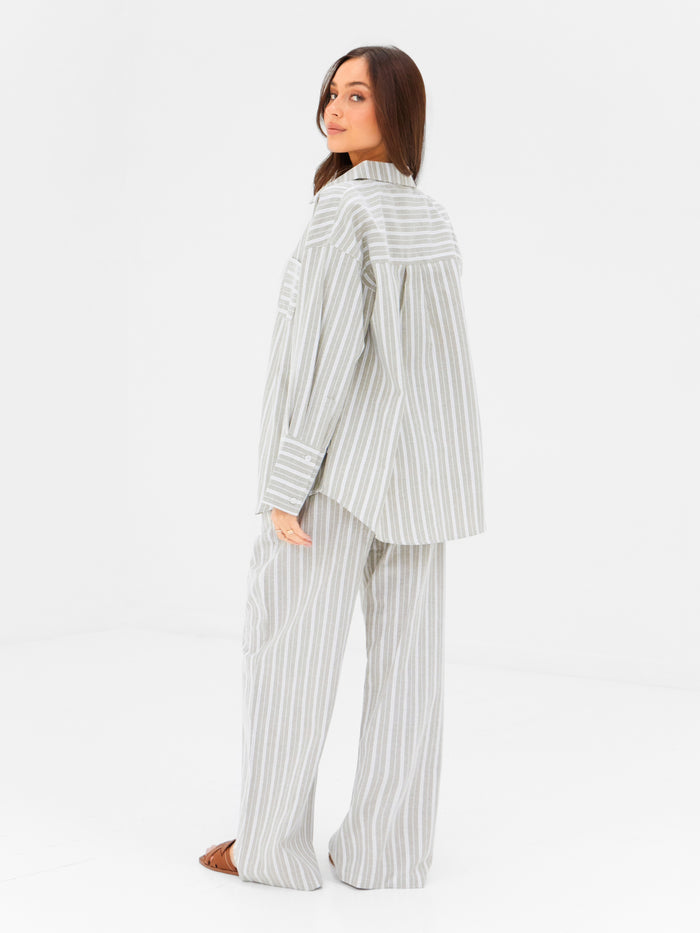 Elena Stripe Shirt - Light Brown