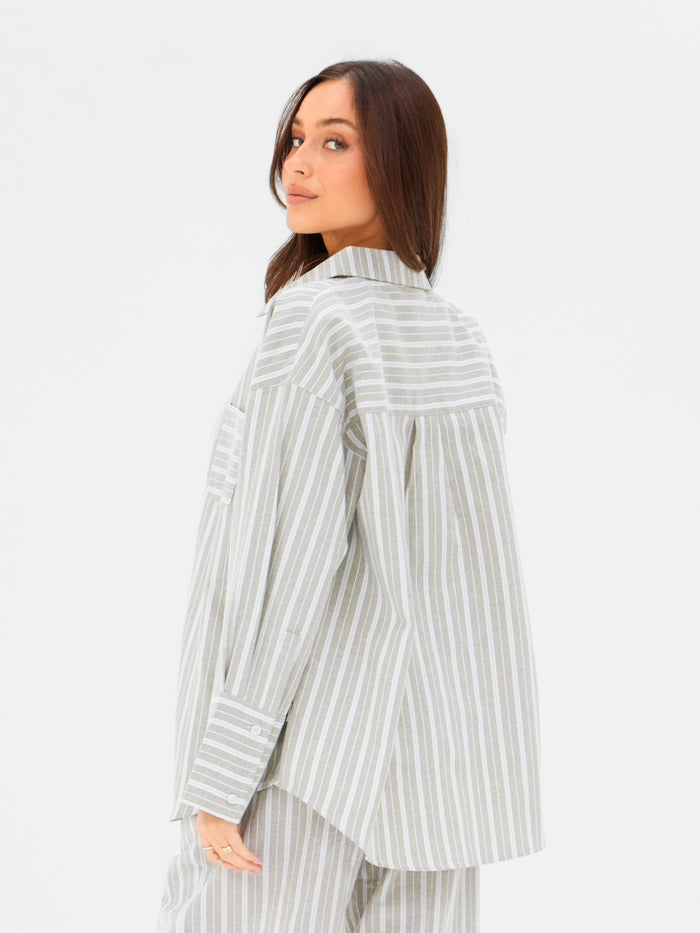 Elena Stripe Shirt - Light Brown