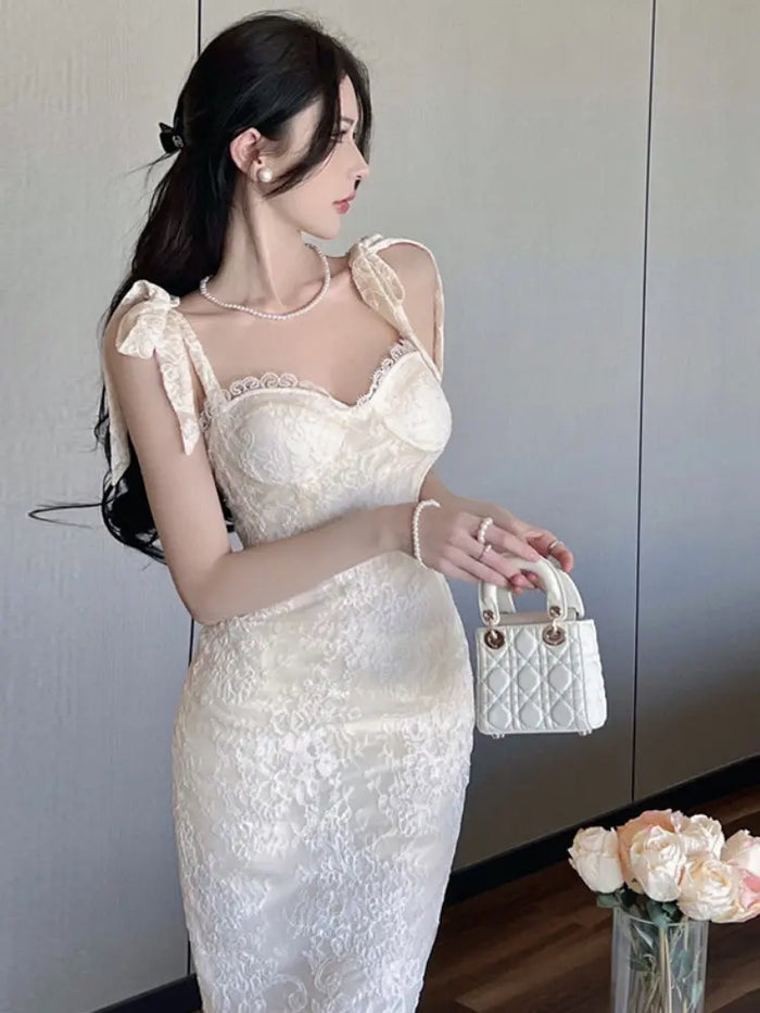 White Lace Embroidery Dress fashionnsio