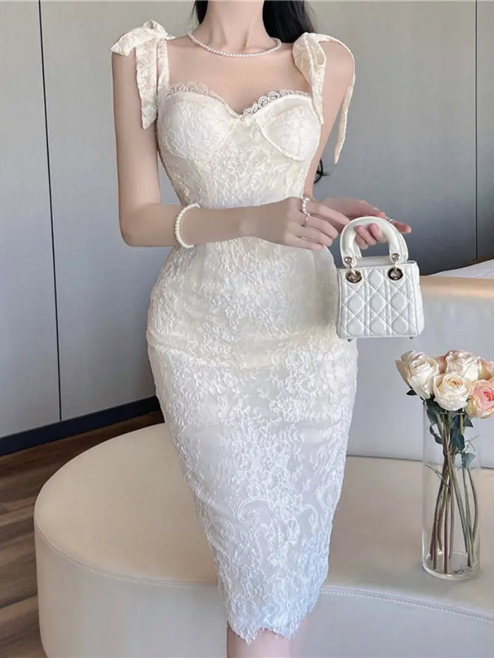 White Lace Embroidery Dress fashionnsio