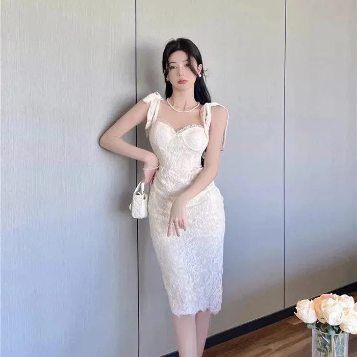 White Lace Embroidery Dress fashionnsio