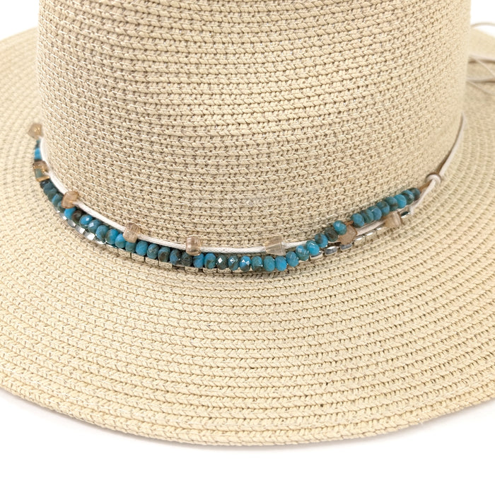 Emilia - 3 Strand Hat Accessory - Silver/Turquiose