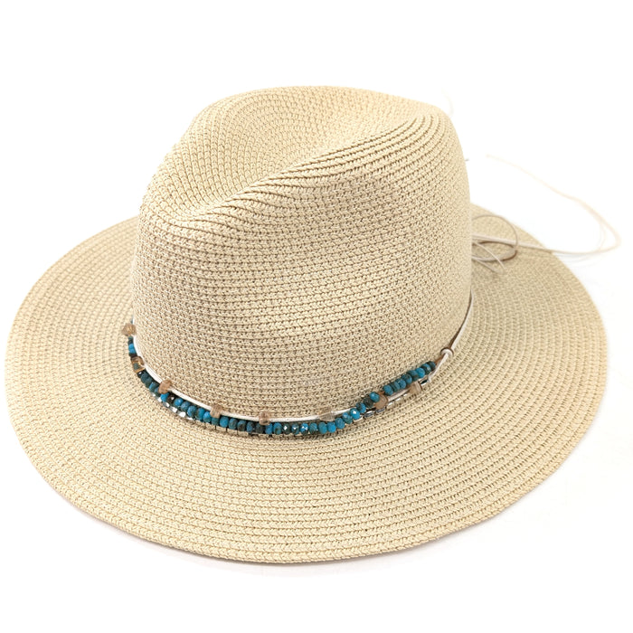 Emilia - 3 Strand Hat Accessory - Silver/Turquiose