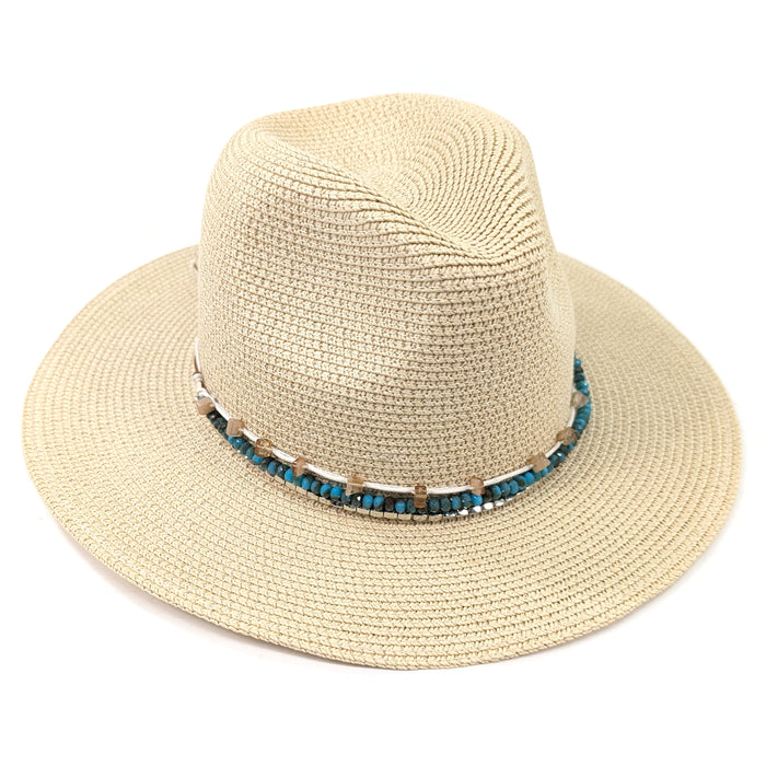 Emilia - 3 Strand Hat Accessory - Silver/Turquiose