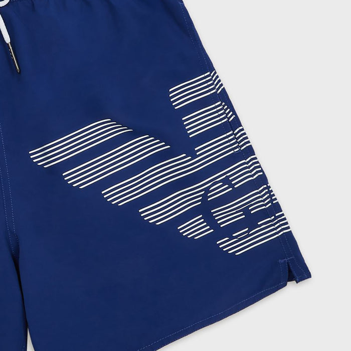 Emporio Armani - Standout Eagle Swim Shorts in Blue - Nigel Clare