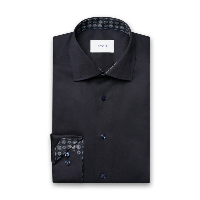 Eton - Geometric Signature Twill Contemporary Fit  Shirt in Navy