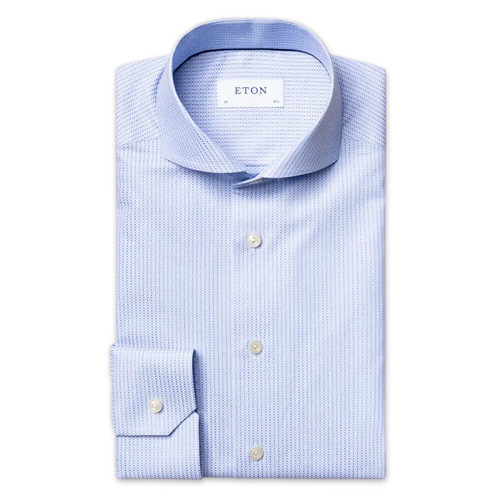 Eton - Slim Fit Brocade Pattern Shirt in Blue - Nigel Clare