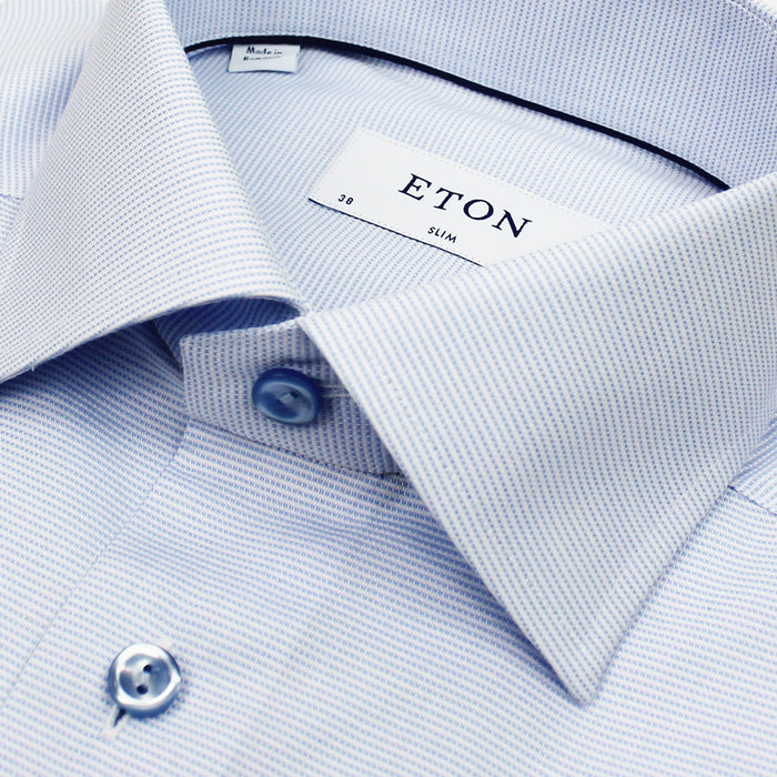 Eton - Slim Fit Micro Pattern Shirt in Blue - Nigel Clare