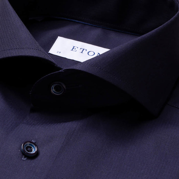 Eton - Slim Fit Twill Shirt in Navy - Nigel Clare