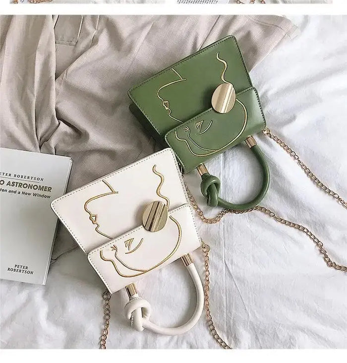 Face Outline Knot Handbags fashionnsio