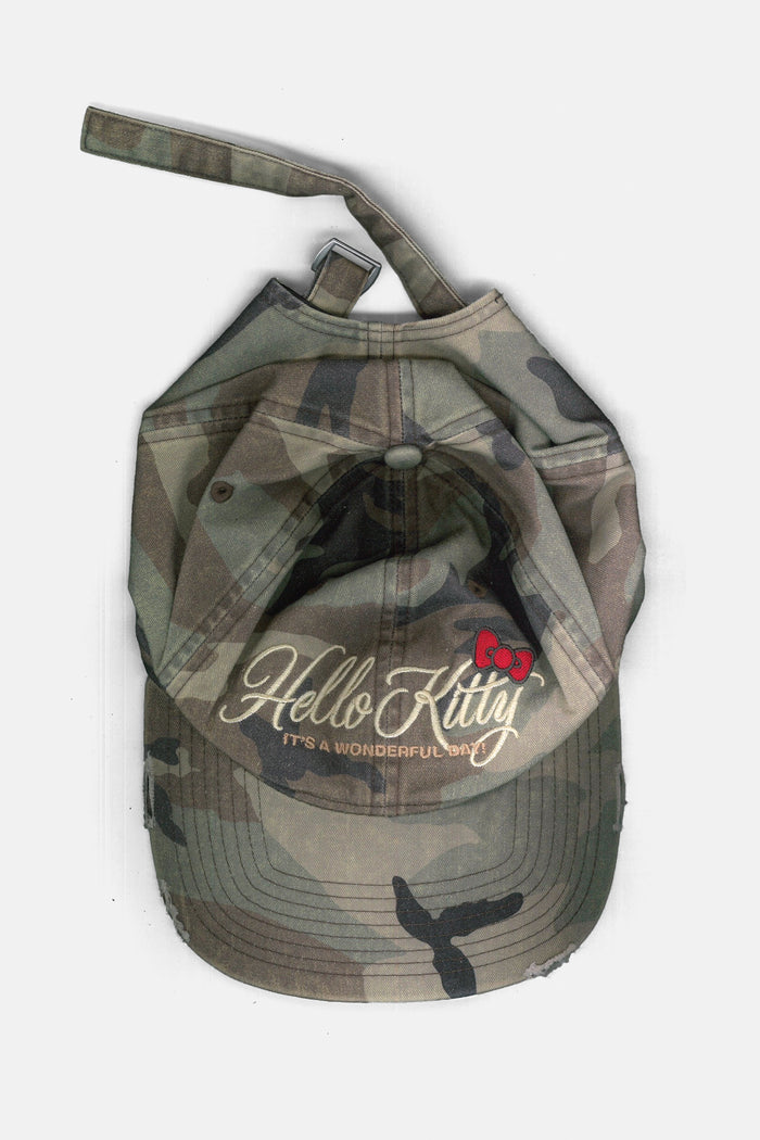 Faded Woodland Camo "HELLO KITTY" Cap - Beige