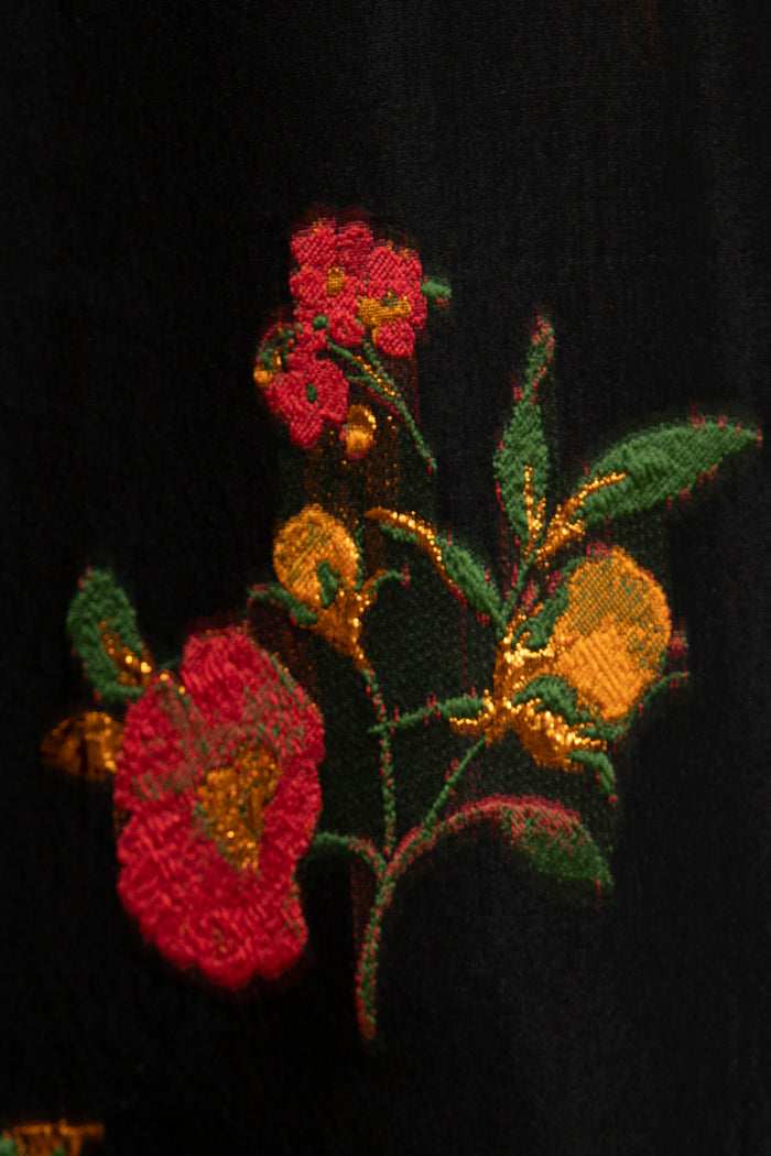 Fajer Silk Black Floral Dress