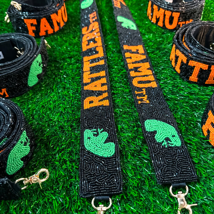 FAMU CG - NEW Black and White Beaded Purse Straps (RTS)