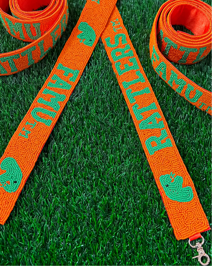 FAMU CG - NEW Black and White Beaded Purse Straps (RTS)